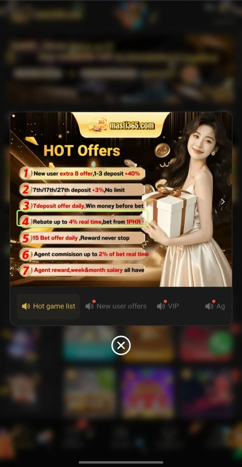 masti365 game reward